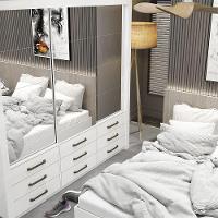 Quarto Completo Casal Anjos Premium E Cama De Casal Branco - 11