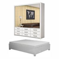 Quarto Completo Casal Anjos Premium E Cama De Casal Branco - 13