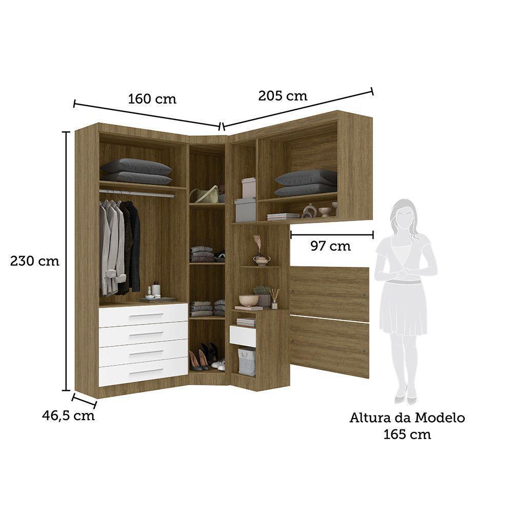 Quarto De Canto Solteiro Com Guarda Roupas Cabeceira Paris Luciane Móveis Avelã Pf Com Branco Pf - 2