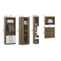 Quarto De Canto Solteiro Com Guarda Roupas Cabeceira Paris Luciane Móveis Avelã Pf Com Branco Pf - 5