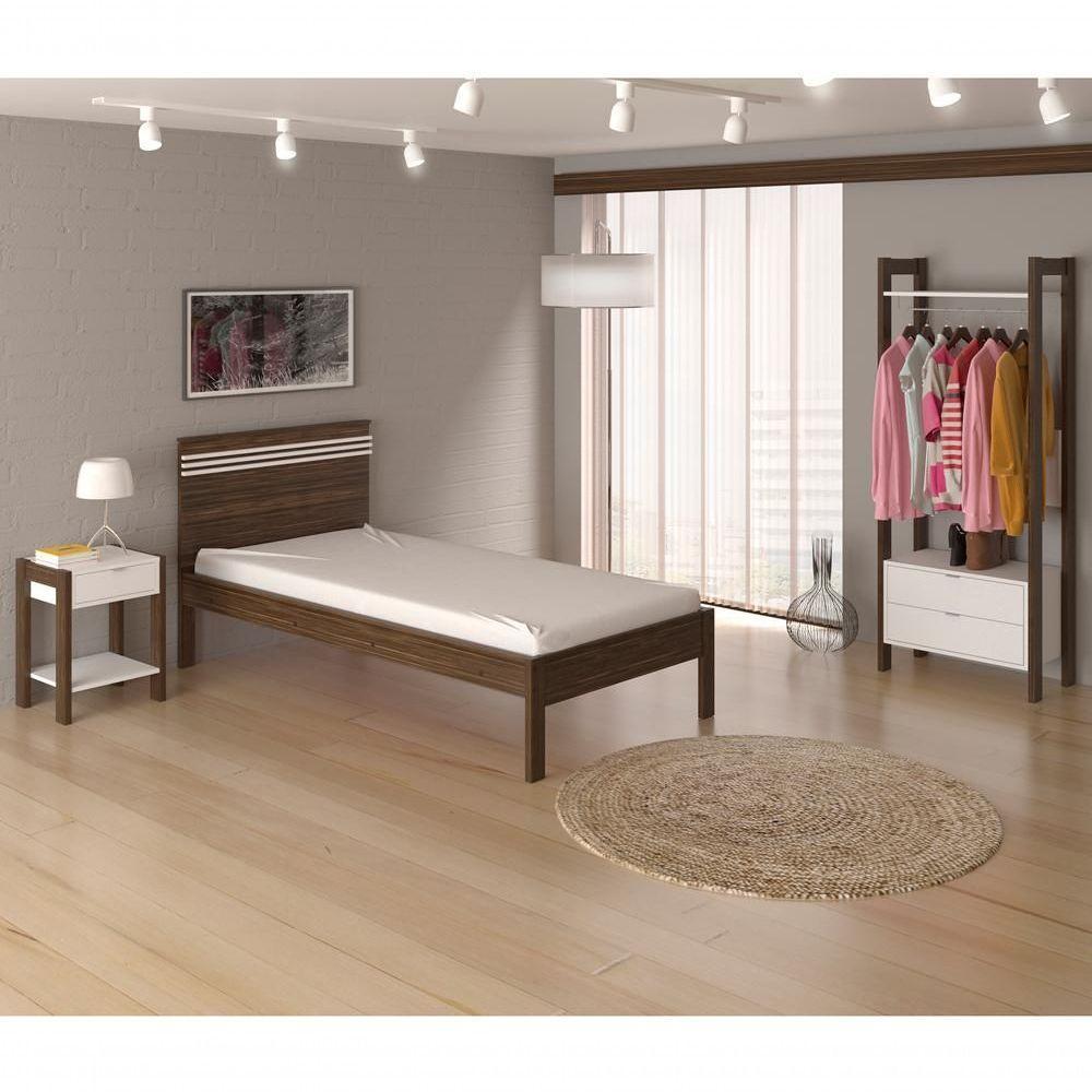 Quarto Solteiro 3Pçscm8010 Az1016 Az1011 Qt11 Nogal Branco - 1