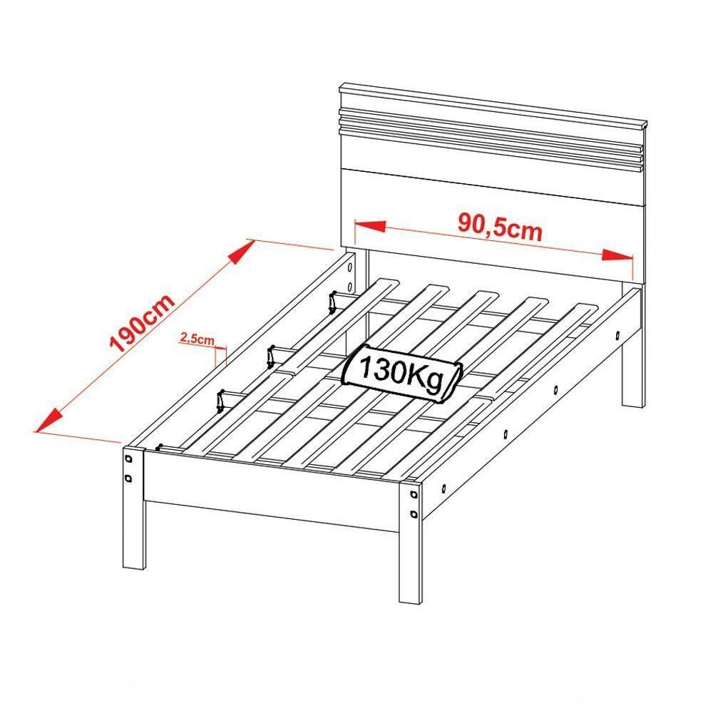 Quarto Solteiro 3Pçscm8010 Az1016 Az1011 Qt11 Nogal Branco - 4