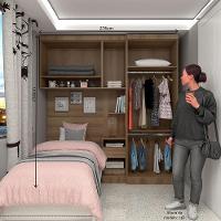 Quarto De Solteiro Com Guarda Roupas Mesa De Cabeceira E Nicho Paris Luciane Móveis Avelã Pf Com Avelã Pf