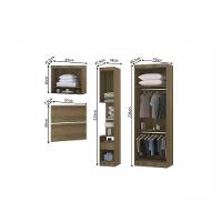 Quarto De Solteiro Com Guarda Roupas Mesa De Cabeceira E Nicho Paris Luciane Móveis Avelã Pf Com Avelã Pf - 5