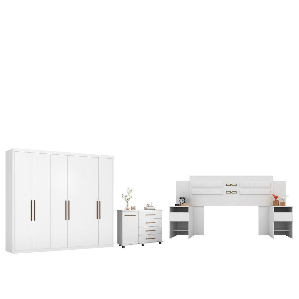 Conjunto Quarto De Casal Completo Caroline Branco - 1
