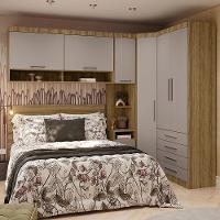 Quarto De Canto Casal Com Guarda Roupas Cabeceira Paris Luciane Móveis Avelã Pf Com Cinammon Pf - 1