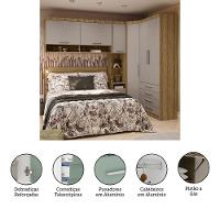 Quarto De Canto Casal Com Guarda Roupas Cabeceira Paris Luciane Móveis Avelã Pf Com Cinammon Pf - 3