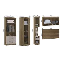 Quarto De Canto Casal Com Guarda Roupas Cabeceira Paris Luciane Móveis Avelã Pf Com Cinammon Pf