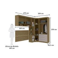 Quarto De Canto Casal Com Guarda Roupas Cabeceira Paris Luciane Móveis Avelã Pf Com Cinammon Pf - 5