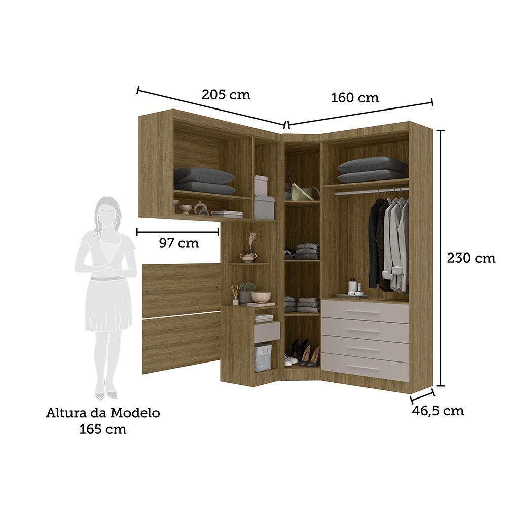 Quarto De Canto Solteiro Com Guarda Roupas Cabeceira Paris Luciane Móveis Avelã Pf Com Cinammon Pf - 5