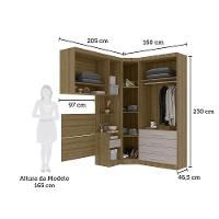 Quarto De Canto Solteiro Com Guarda Roupas Cabeceira Paris Luciane Móveis Avelã Pf Com Cinammon Pf - 5