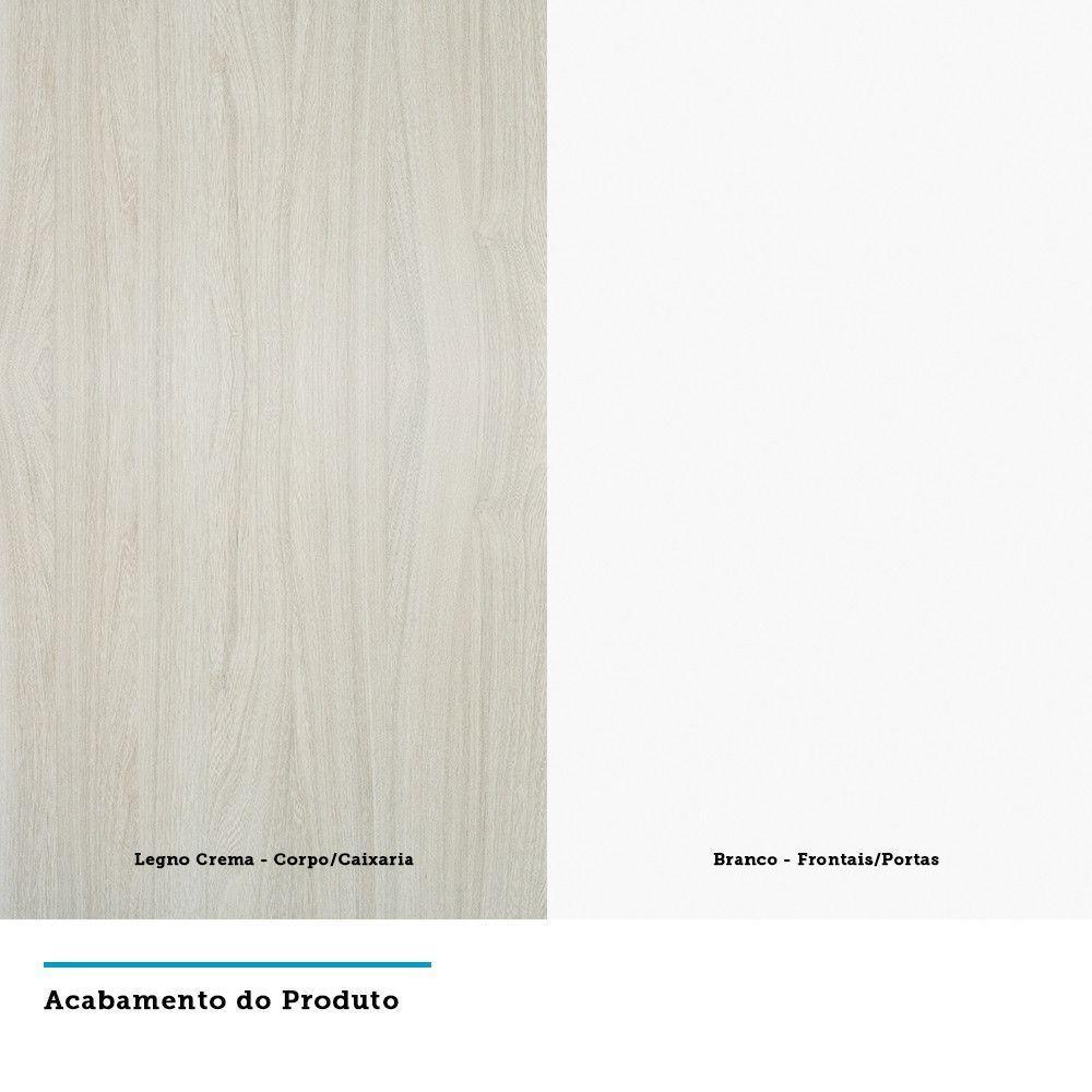 Quarto De Casal Com Guarda Roupa Com Espelho, Cabeceira E Mesa De Cabeceira Prime Legno Crema Com Branco - 7