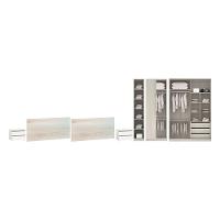 Quarto De Casal Com Guarda Roupa Com Espelho, Cabeceira E Mesa De Cabeceira Prime Legno Crema Com Branco - 6