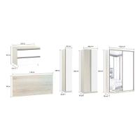 Quarto De Casal Com Guarda Roupa Com Espelho, Cabeceira E Mesa De Cabeceira Prime Legno Crema Com Branco - 8