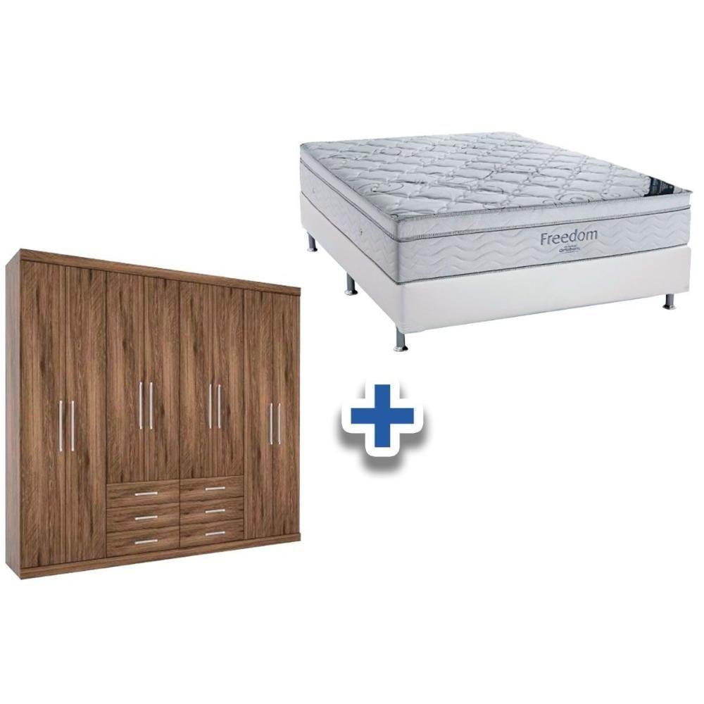 Cama Box Casal + Colchão Freedom Ortobom + Guarda Roupa Master 8.6 Demolição - 1