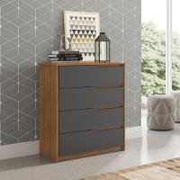 Jogo De Quarto Roupeiro E Comoda Valencia Amendola Grafito - 2