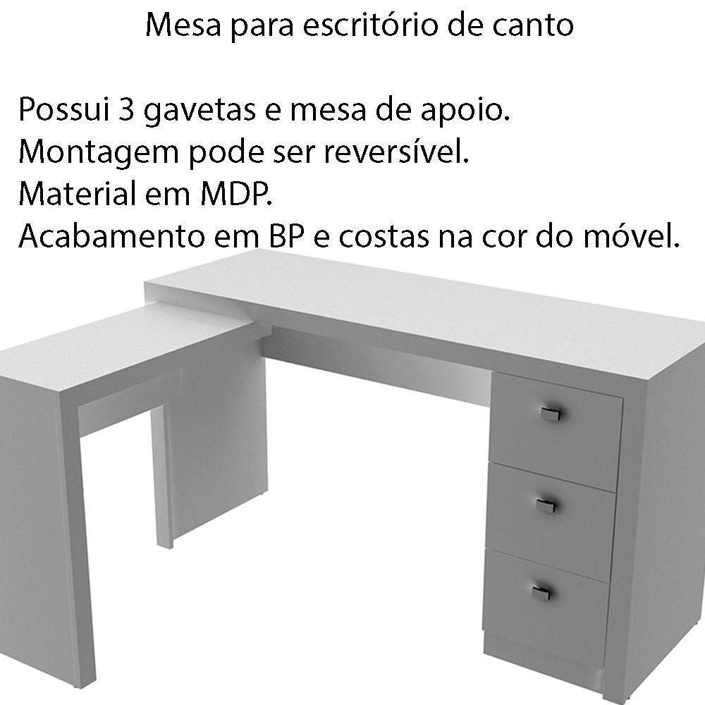 Mesa Para Escritório Home Office Me4101 Mdp Branco - 3