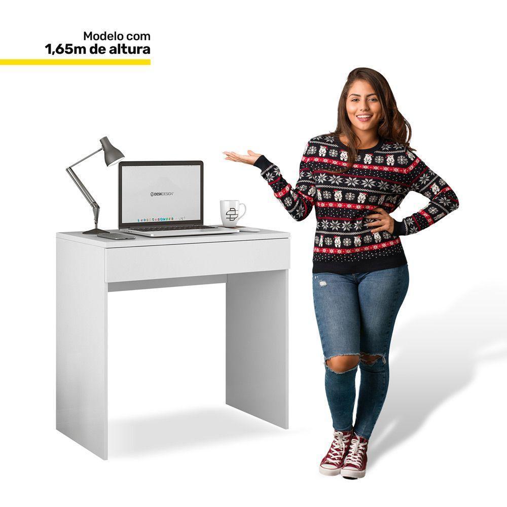 Mesa Escrivaninha Bp 100% Mdf 80cm Com 01 Gaveta Branco - 3