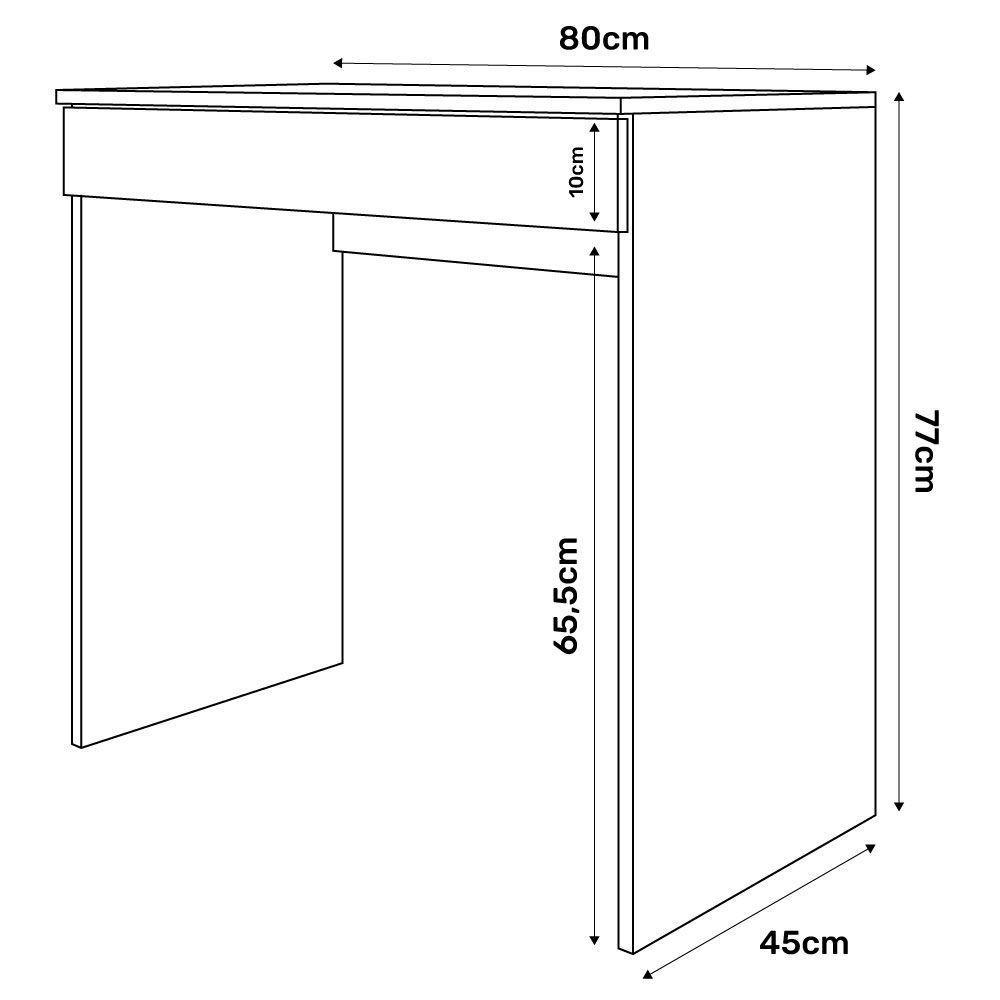 Mesa Escrivaninha Bp 100% Mdf 80cm Com 01 Gaveta Branco - 5