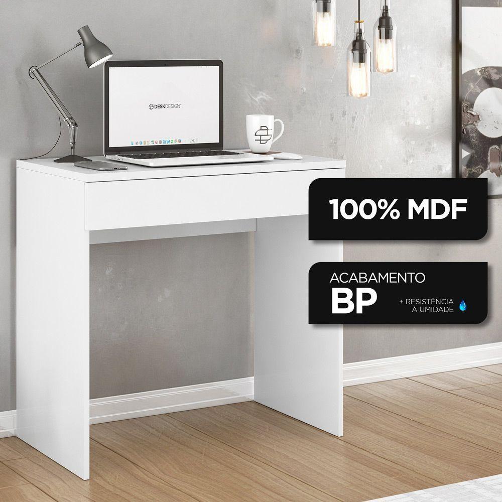 Mesa Escrivaninha Bp 100% Mdf 80cm Com 01 Gaveta Branco - 10