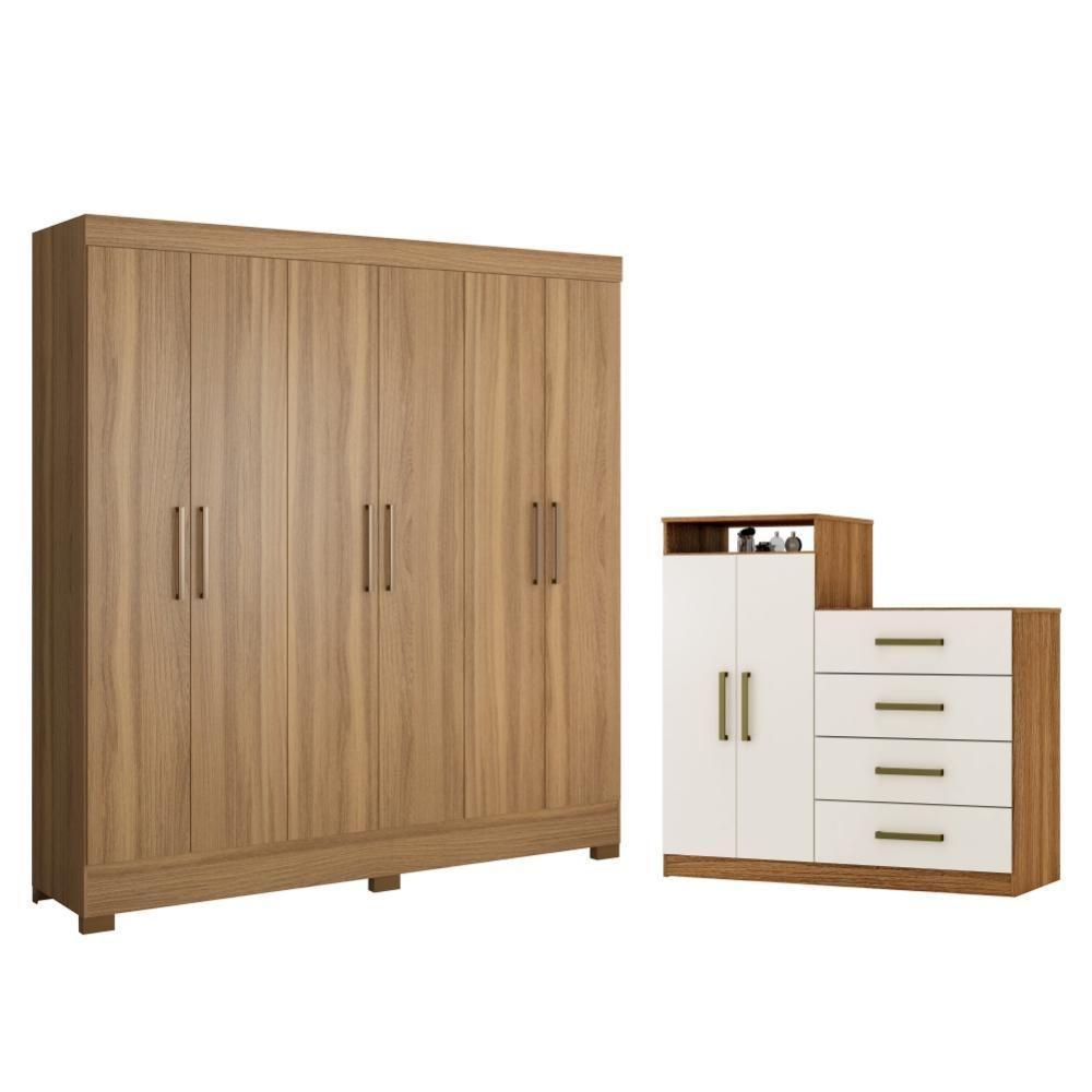 Jogo De Quarto Roupeiro E Comoda Bona Amendola Off-white - 1