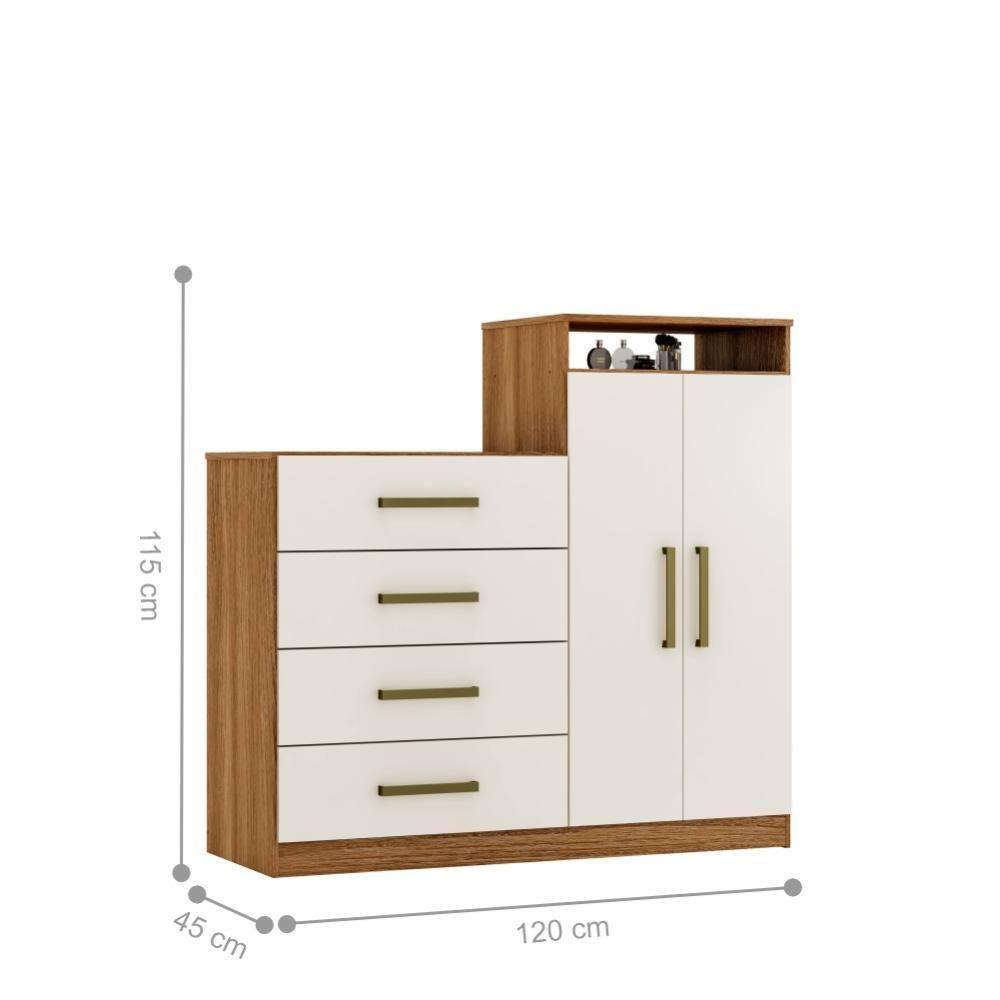 Jogo De Quarto Roupeiro E Comoda Bona Amendola Off-white - 4