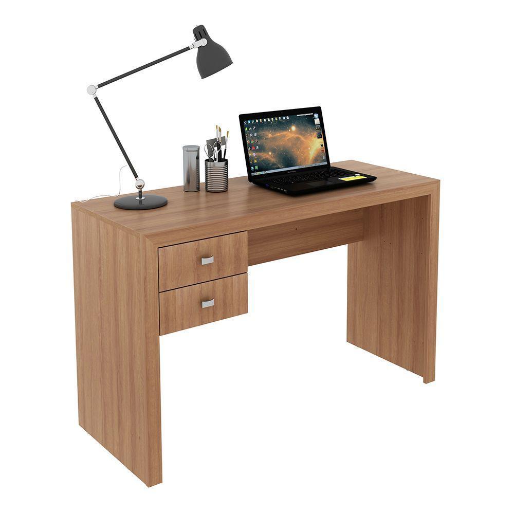 Mesa Com 2 Gavetas Para Escritório Home Office Mdp Amendoa - 3