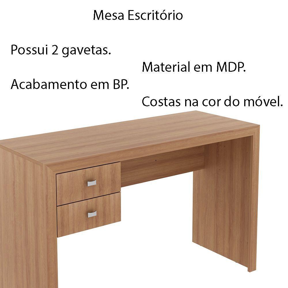 Mesa Com 2 Gavetas Para Escritório Home Office Mdp Amendoa - 5