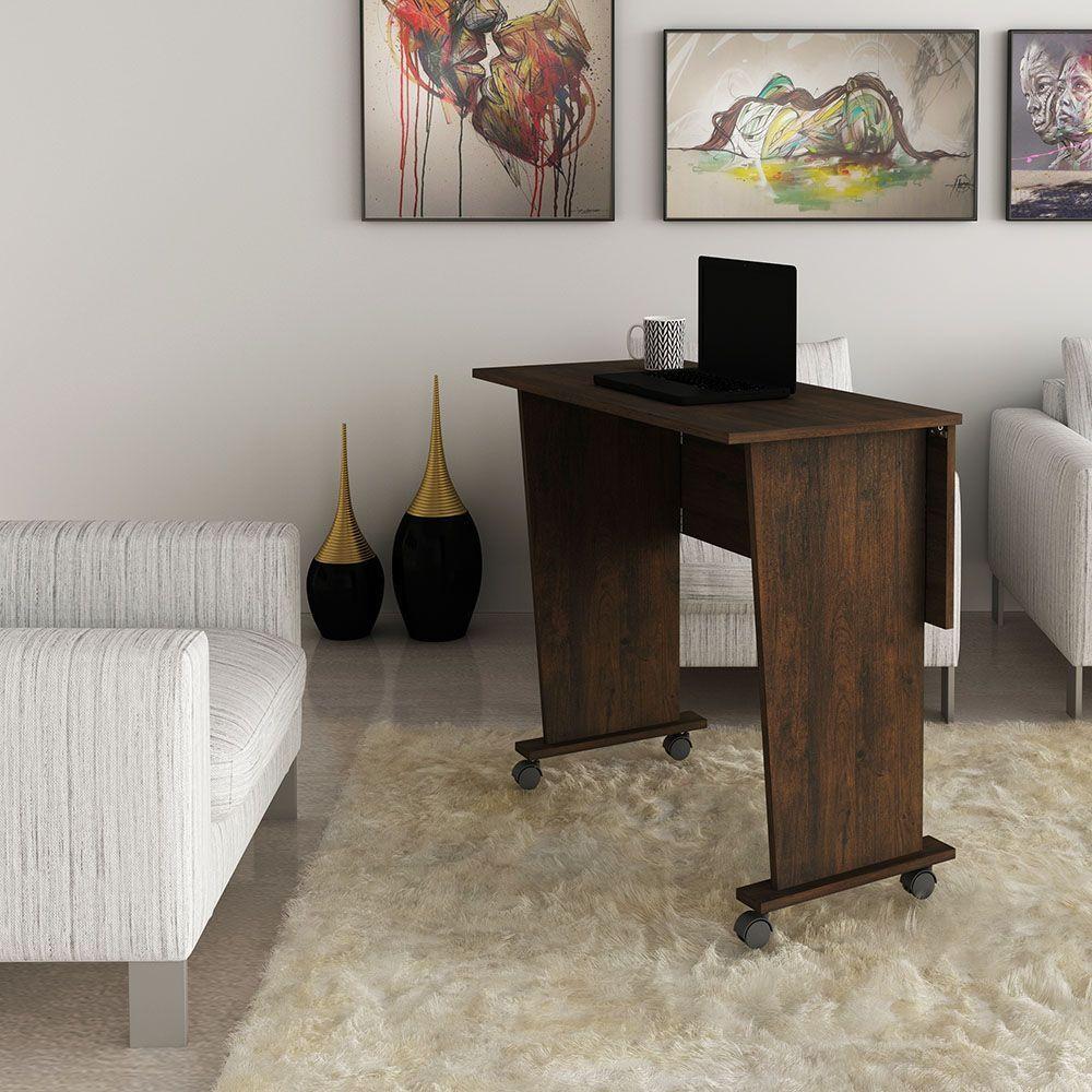 Mesa Com Rodizio Para Escritório Me4117 Mdp Rustico - 5