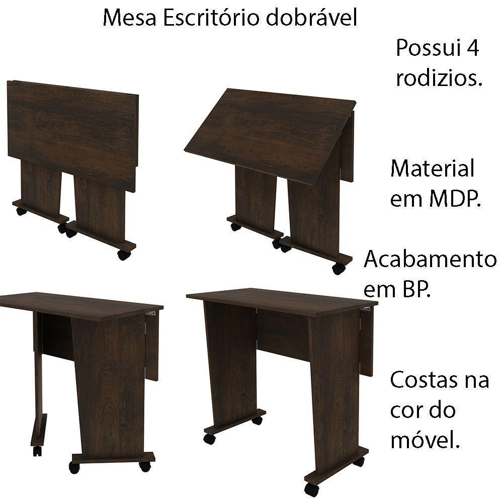 Mesa Com Rodizio Para Escritório Me4117 Mdp Rustico - 6