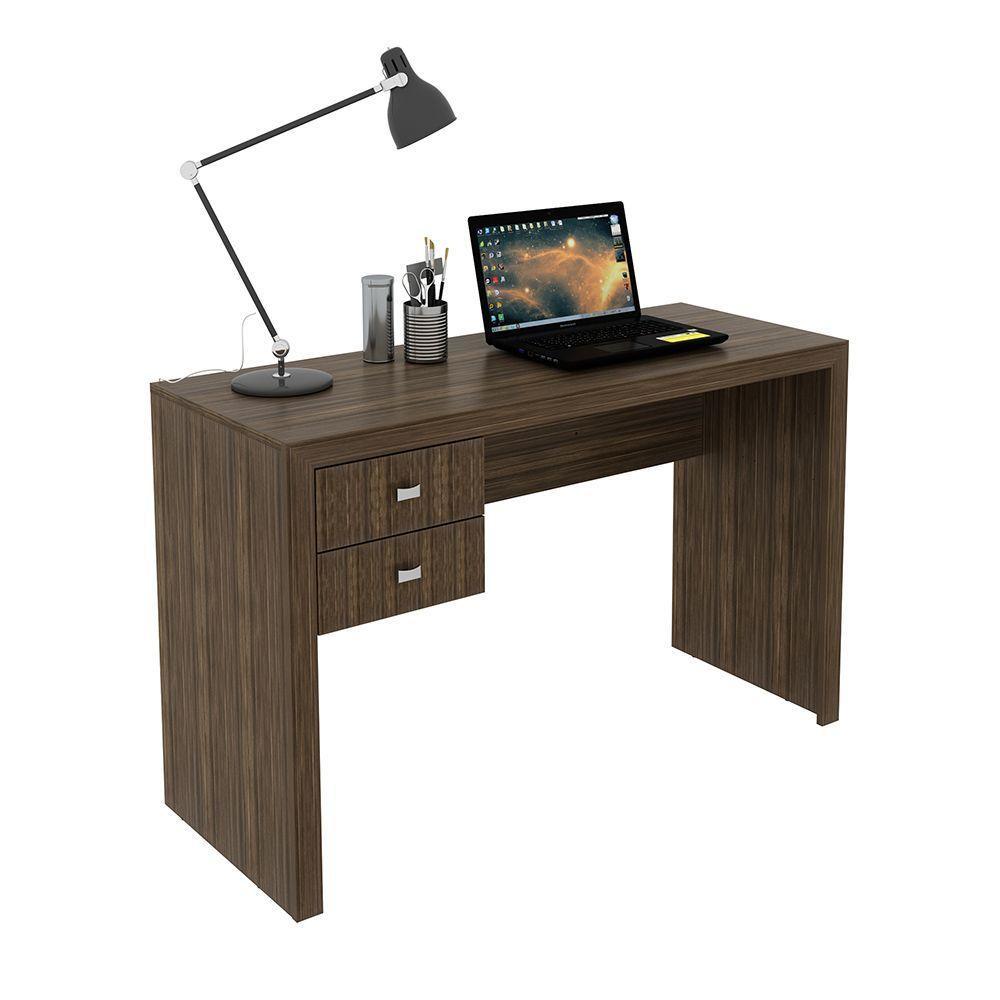 Mesa Com 2 Gavetas Para Escritório Home Office Mdp Nogal - 3