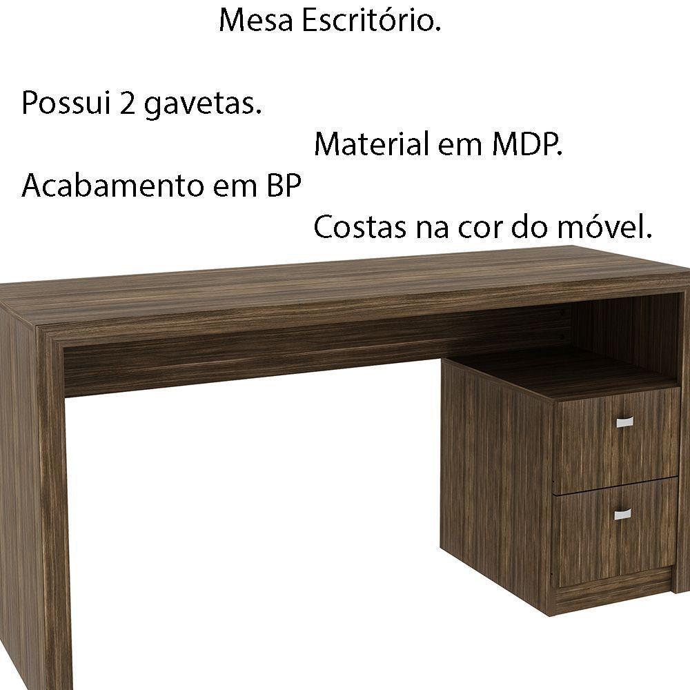 Mesa Com 2 Gavetas Para Escritório Home Office Mdp Nogal - 8