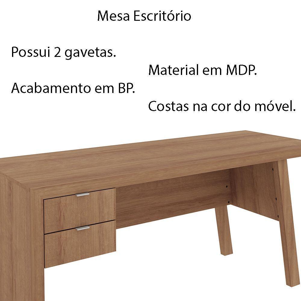 Mesa Com 2 Gavetas Para Escritório Home Office Mdp Amendoa - 5