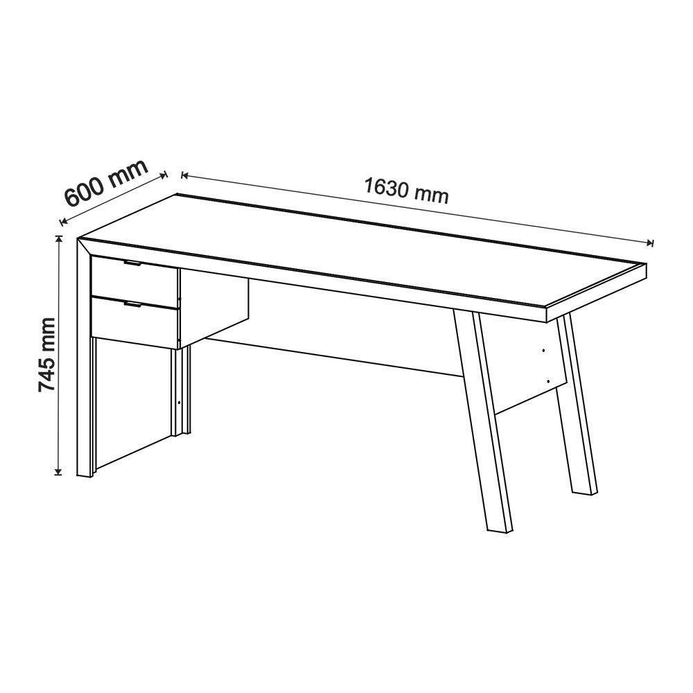 Mesa Com 2 Gavetas Para Escritório Home Office Mdp Amendoa - 6