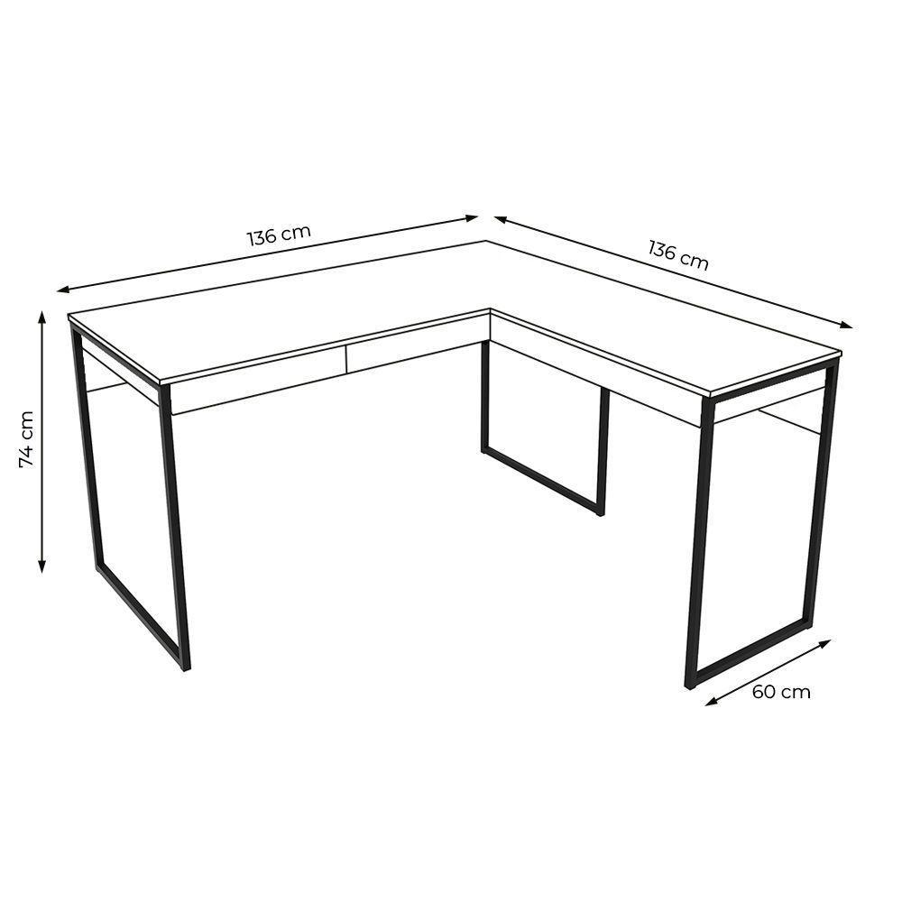 Mesa Angular Para Escritório Mdp preto - 6