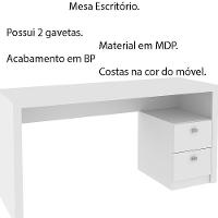 Mesa Com 2 Gavetas Para Escritório Home Office Mdp Branco - 5