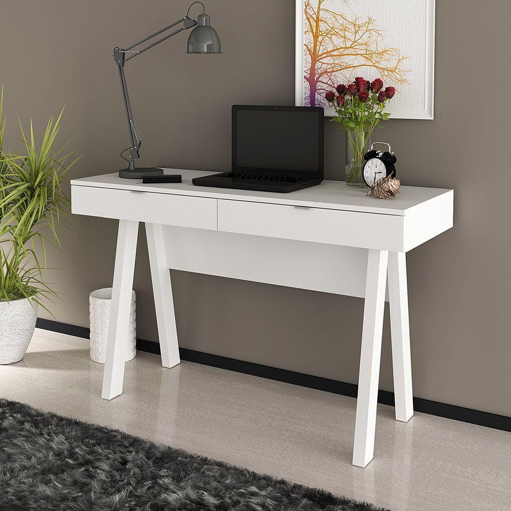 Mesa Escrivaninha Para Escritório Home Office Mdp Branco - 3