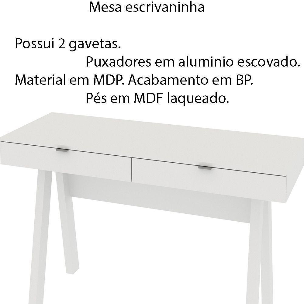 Mesa Escrivaninha Para Escritório Home Office Mdp Branco - 4