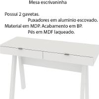 Mesa Escrivaninha Para Escritório Home Office Mdp Branco