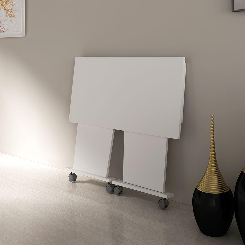 Mesa Com Rodizio Para Escritório Mdp Branco - 4