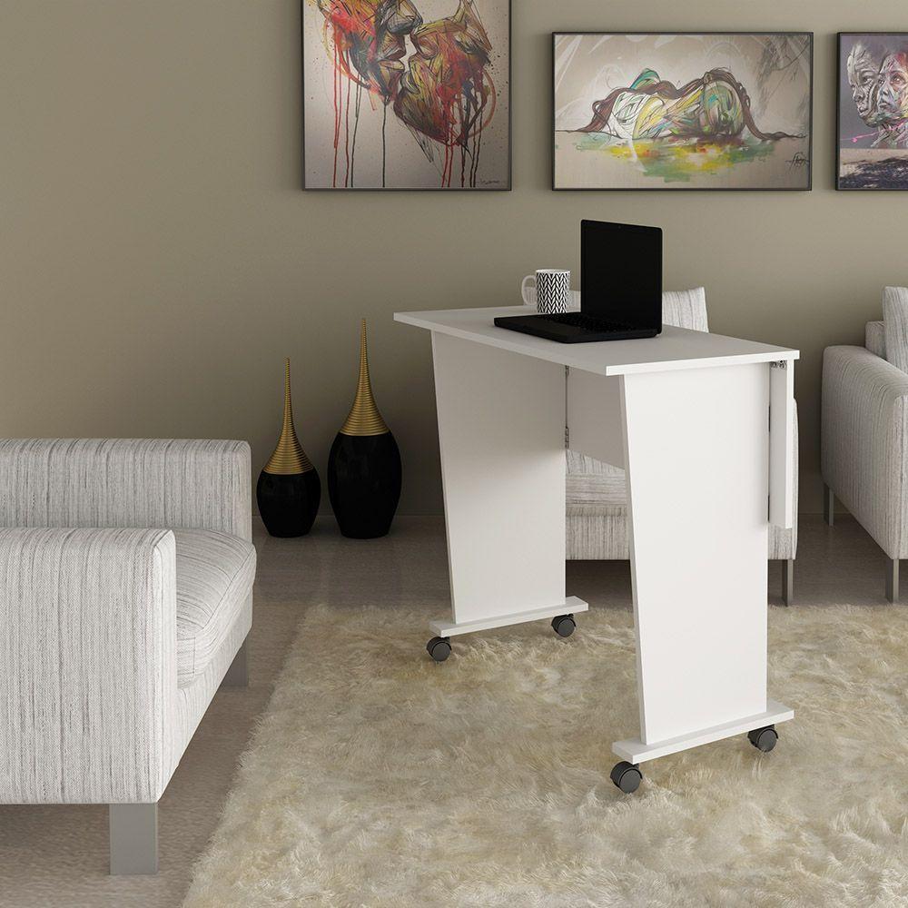 Mesa Com Rodizio Para Escritório Mdp Branco - 5