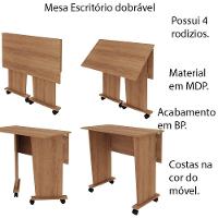 Mesa Com Rodizio Para Escritório Me4117 Mdp Amendoa - 11