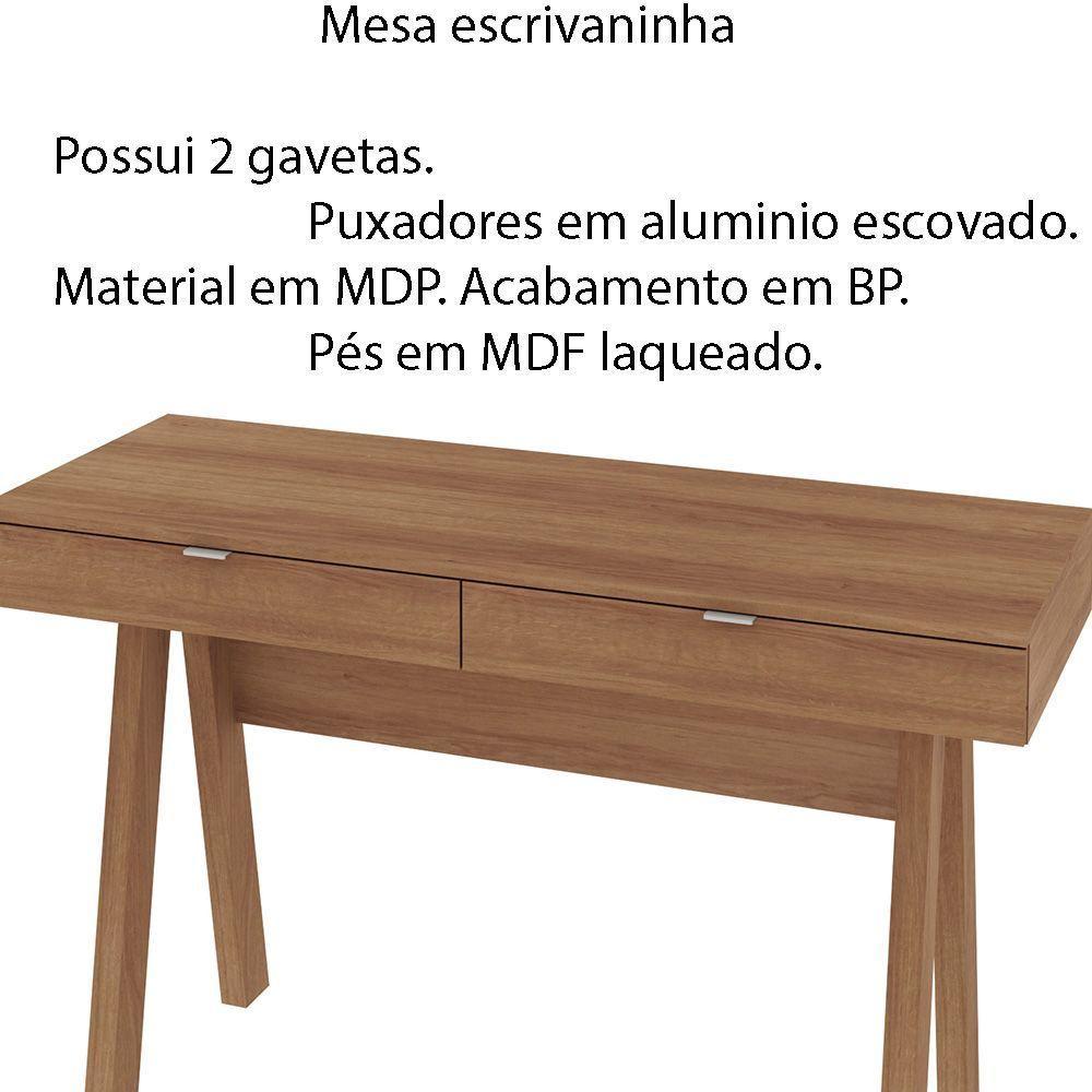 Mesa Escrivaninha Para Escritório Home Office Mdp Amendoa - 5
