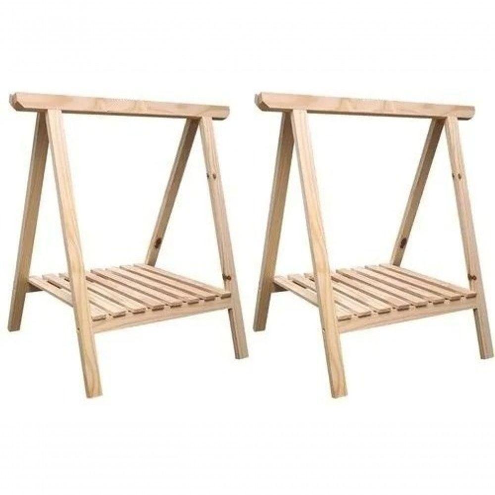 Cavalete De Madeira 80cm Apoio De Mesas E Tampos Com Estrado - 4