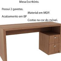 Mesa Com 2 Gavetas Para Escritório Home Office Mdp Amendoa - 5