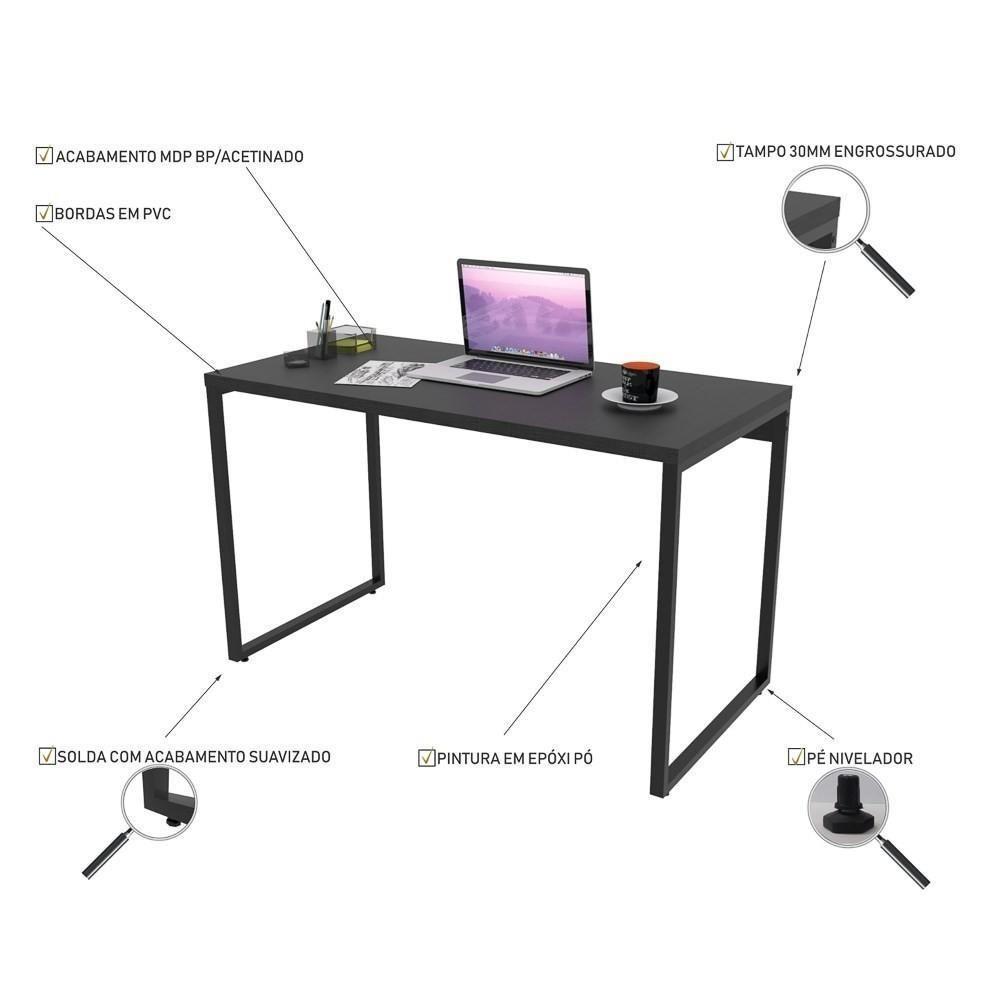 Mesa De Escritório Office 120cm Prisma C08 Preto Onix - 4