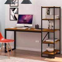 Mesa Para Escritório Com Estante Mega Preto Canela Rustico - 5