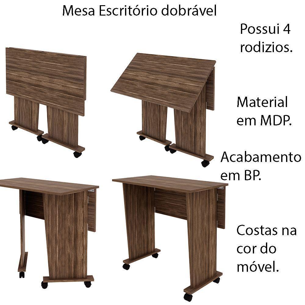 Mesa Com Rodizio P/ Escritório Home Office Mdp Nogal - 5