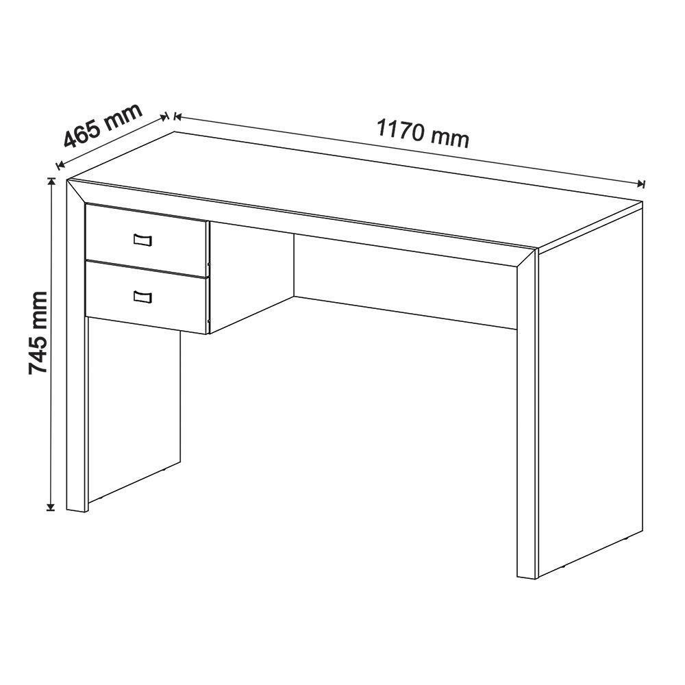 Mesa Com 2 Gavetas P/ Escritório Home Office Mdp Branco - 6