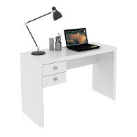 Mesa Com 2 Gavetas P/ Escritório Home Office Mdp Branco - 5